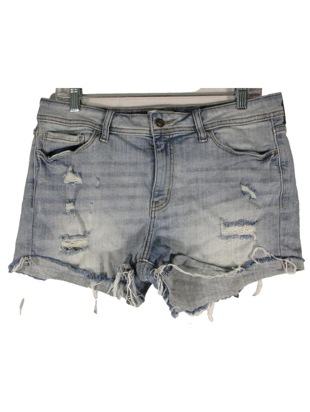 Studio Blue Womens Denim Distressed Cut Off Shorts Raw Edge Size 30 Blue